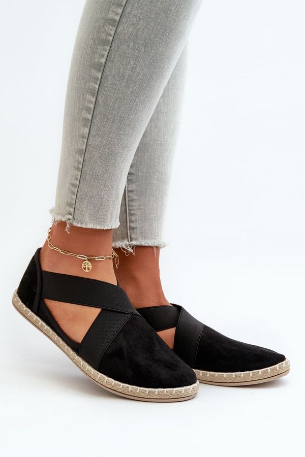 Kesi Women's espadrilles with elastic straps Eco Suede Black Phaedrana