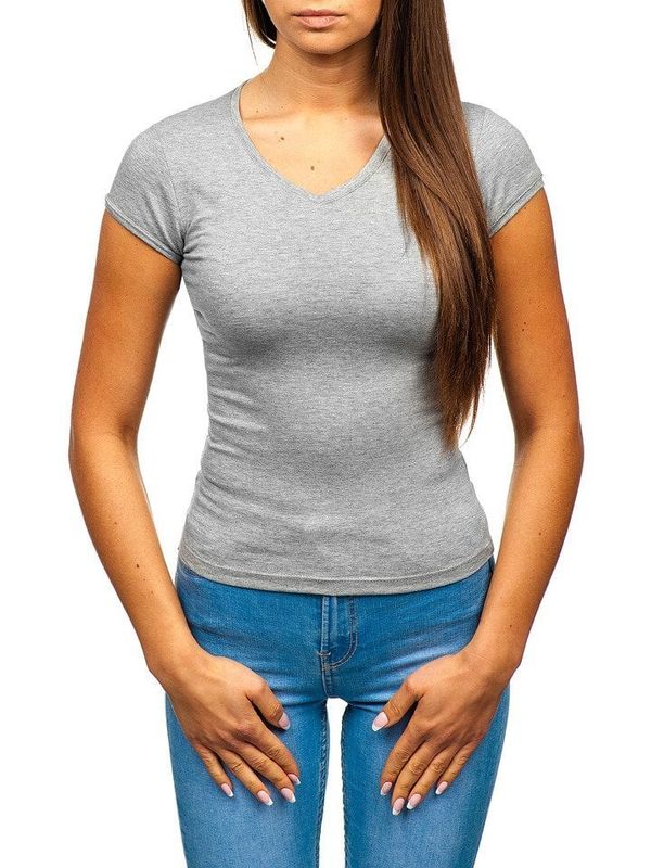 Kesi Women's fashionable T-shirt with V-neck - gray,