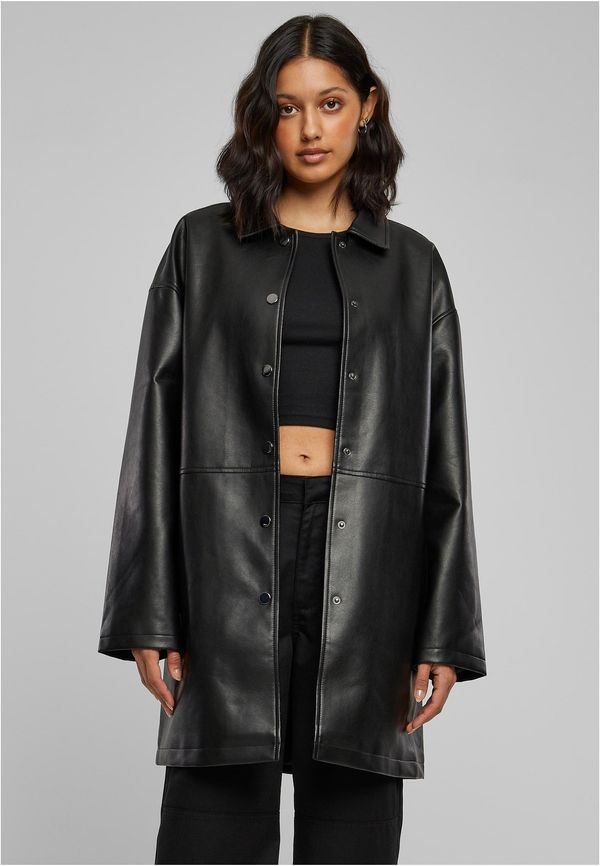 Urban Classics Women's faux leather coat in black