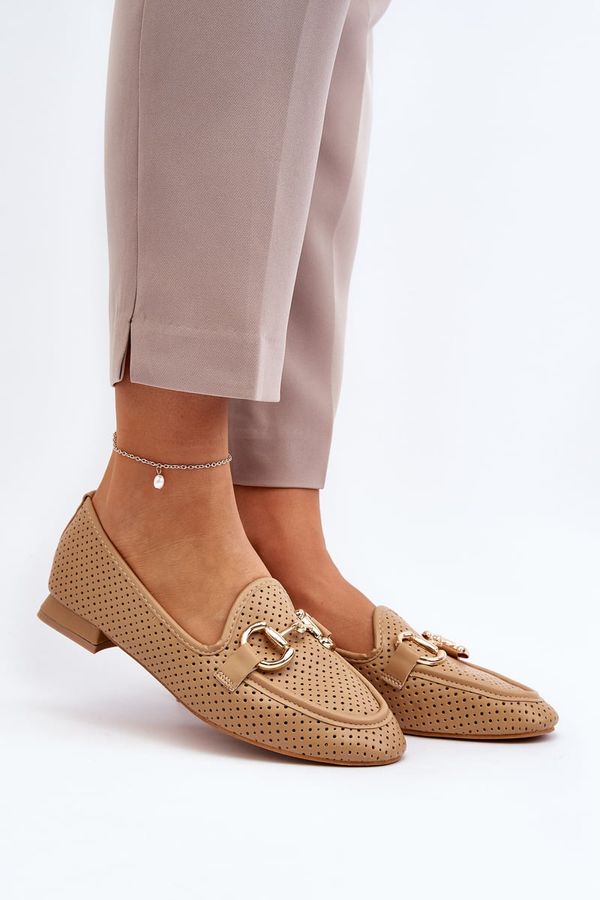 Kesi Women's flat-heeled loafers with Camel Iluvana embellishment