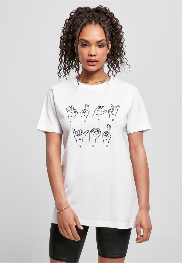 Mister Tee Women's FU T-shirt in sign language white