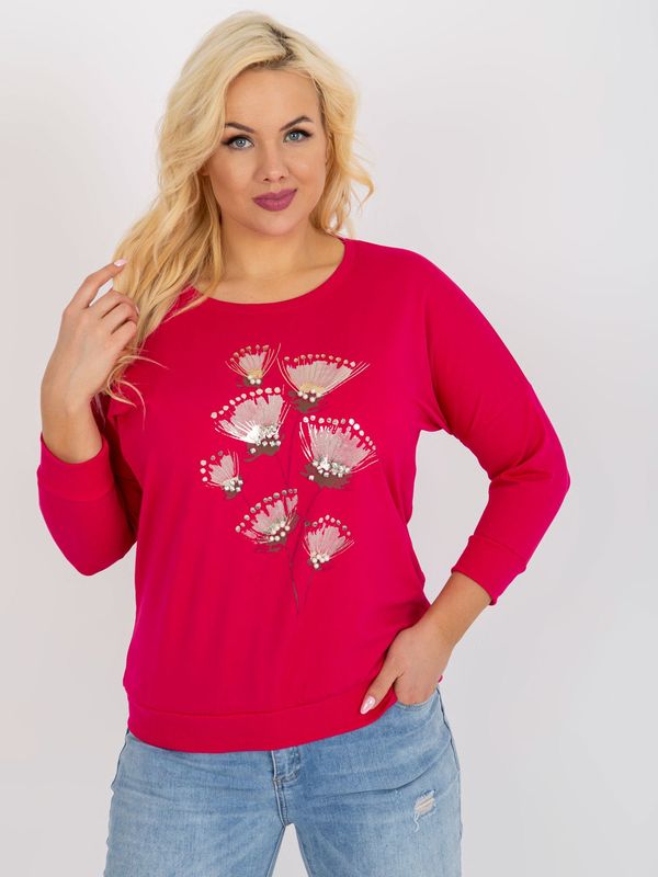 Fashionhunters Women's fuchsia blouse plus size with patches