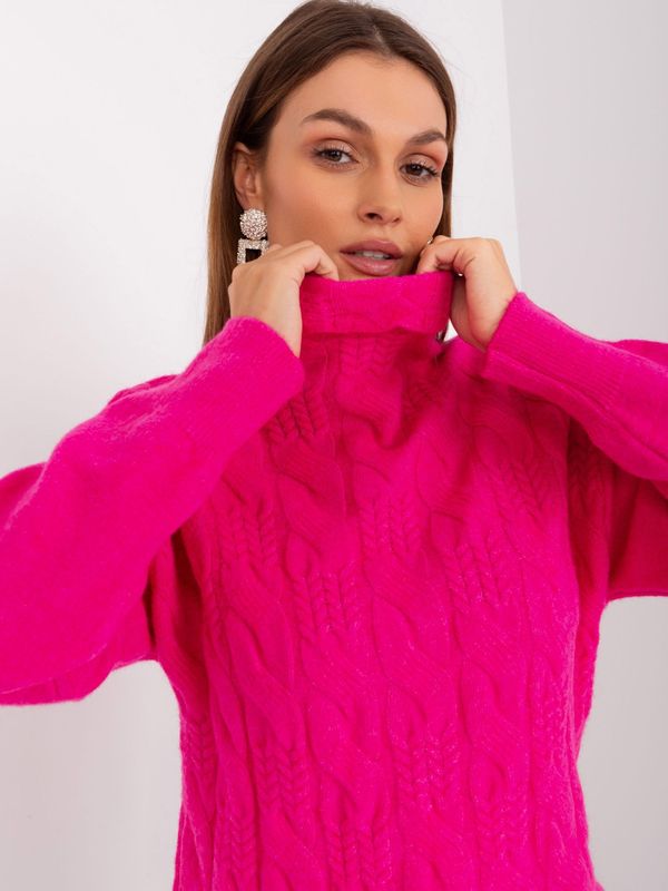 Fashionhunters Women's fuchsia turtleneck sweater