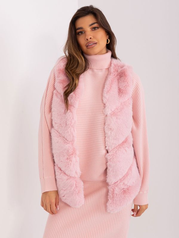 Fashionhunters Women's fur vest in light pink color