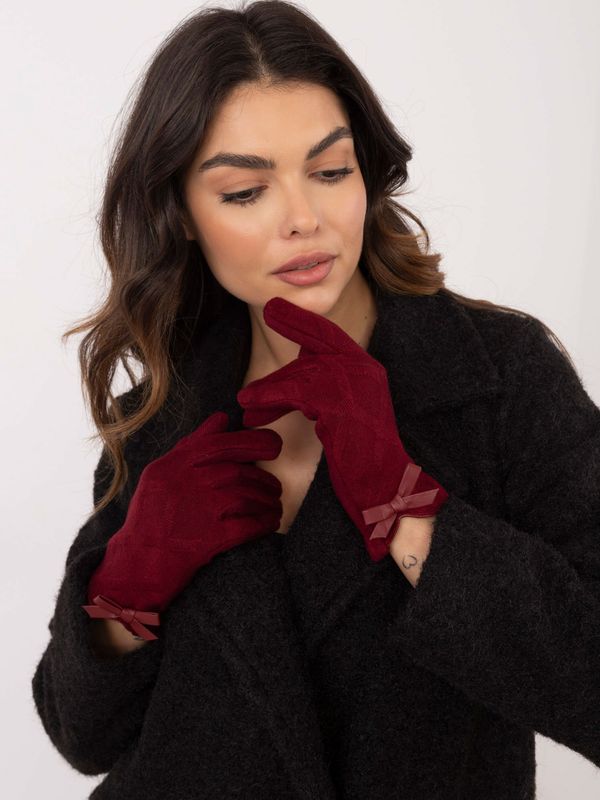 Fashionhunters Women's gloves in burgundy color