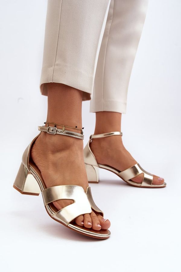 Kesi Women's gold block heel sandals Irivana