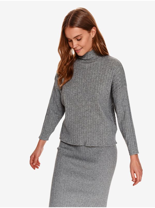 Top Secret Women's grey ribbed sweater with stand-up collar TOP SECRET - Women