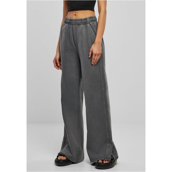 Urban Classics Women's Heavy Terry Garment Dye Slit Pants darkshadow