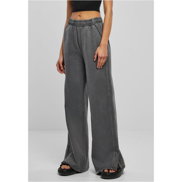 Urban Classics Women's Heavy Terry Garment Dye Slit Pants darkshadow