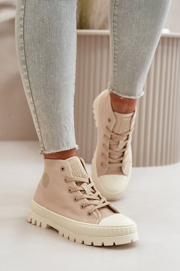 BIG STAR SHOES Women's high-ankle sneakers Big Star Beige