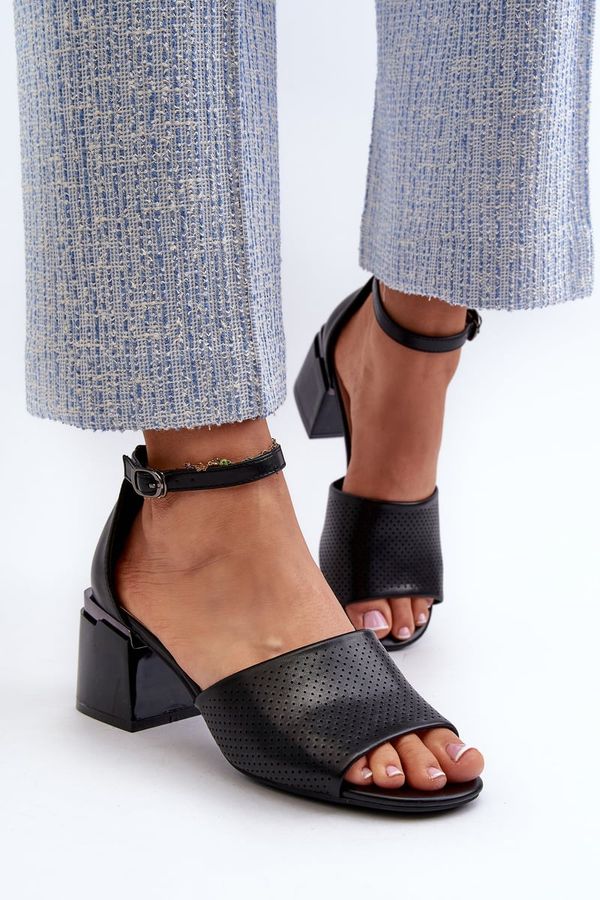 Kesi Women's high-heeled sandals made of eco leather, black Horissa