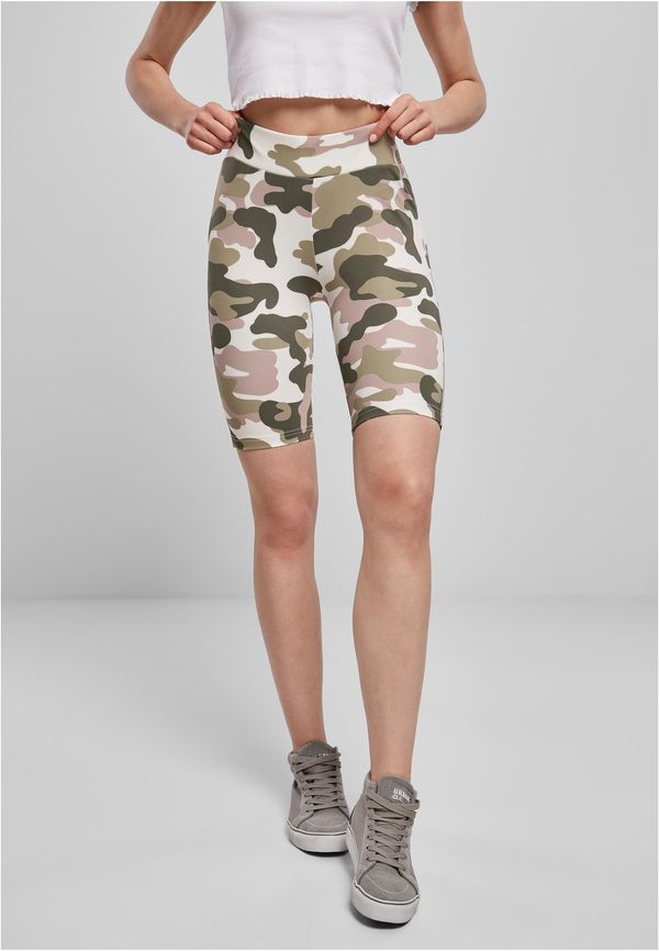 Urban Classics Women's High Waisted Shorts Camo Tech Cycle Dukrose camo