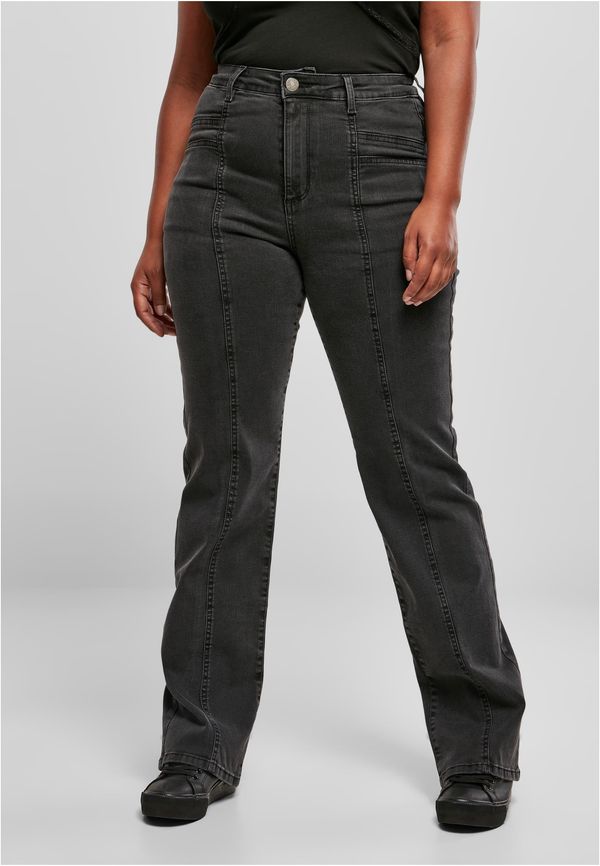 UC Ladies Women's High Waisted Straight Slit Jeans - Black
