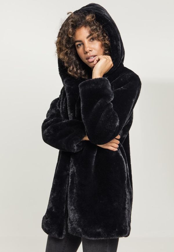 UC Ladies Women's Hooded Teddy Coat Black