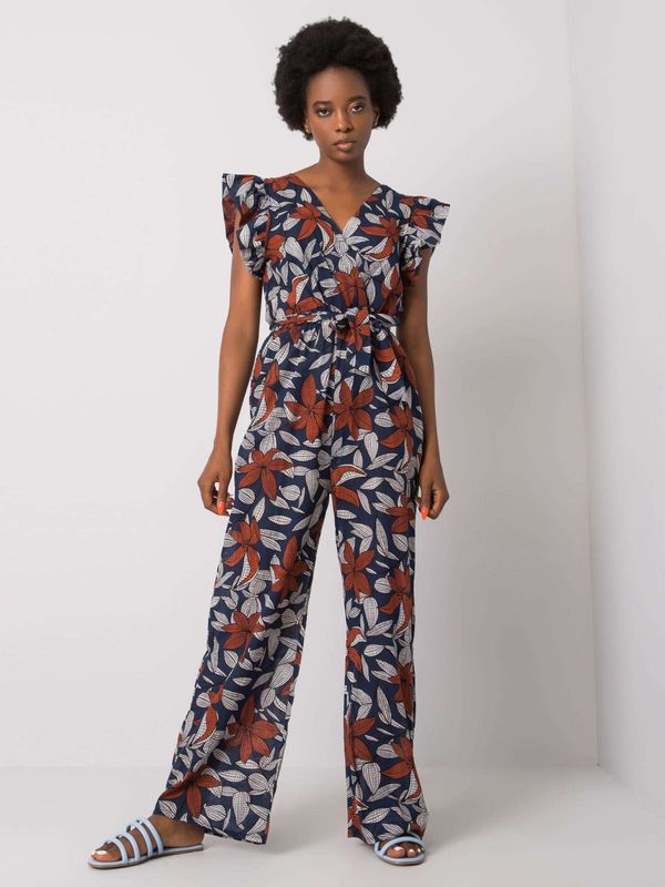 Fashionhunters Women's jumpsuit with a navy blue pattern