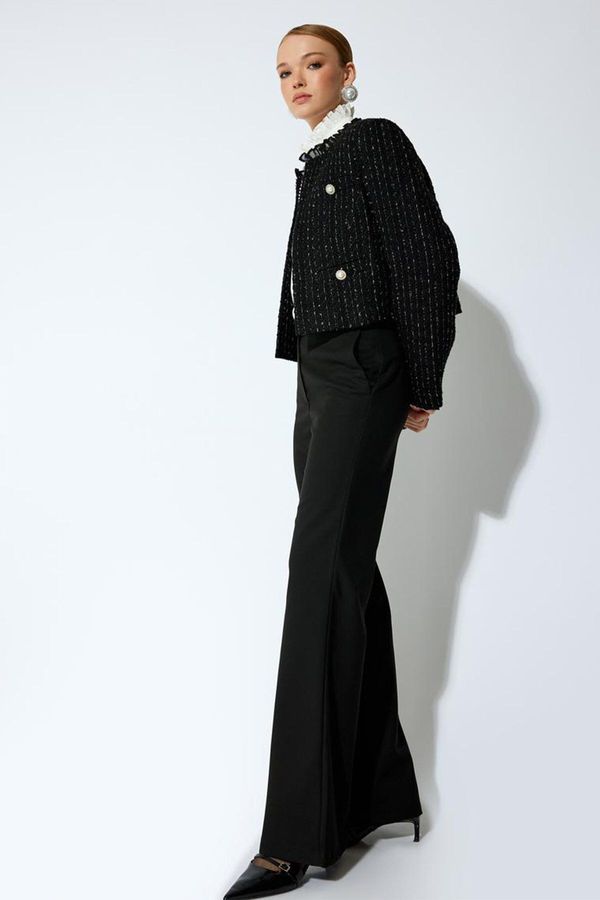 Koton Women's Koton X Sibil Çetinkaya - Pocketed Straight Leg Fabric Trousers 5WAK40079EW