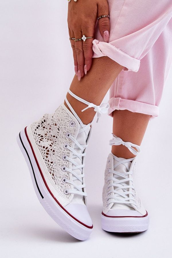 Kesi Women's Lace High Sneakers White Cornella