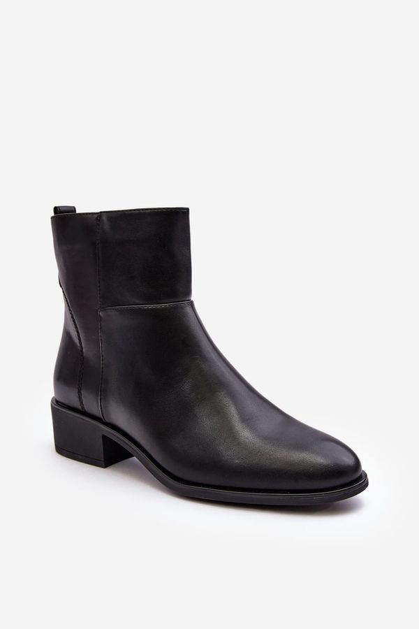 Kesi Women's leather boots with zipper black Semotti