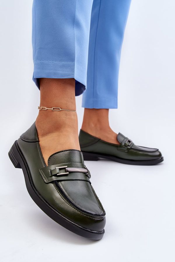Kesi Women's leather loafers dark green Nurea