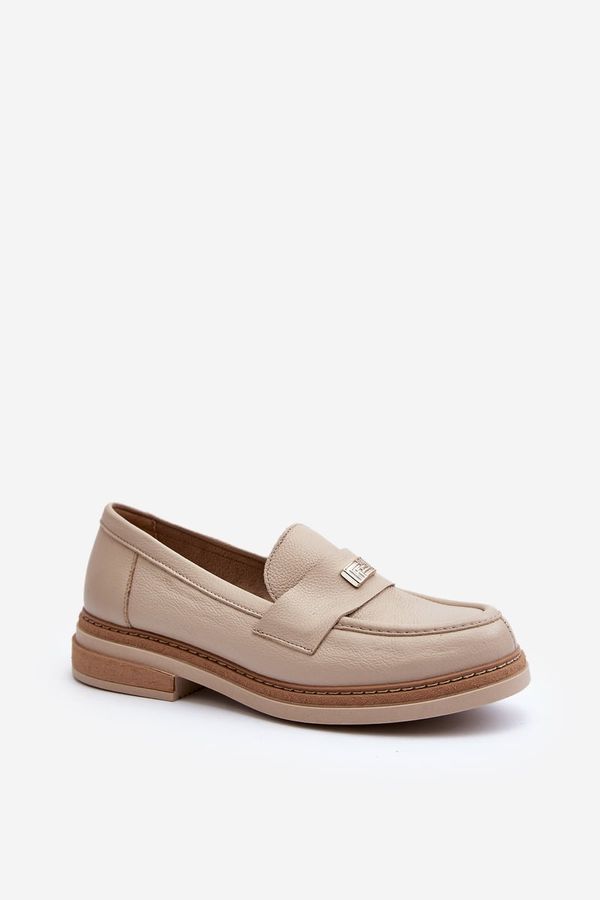 Kesi Women's leather loafers Zazoo, beige