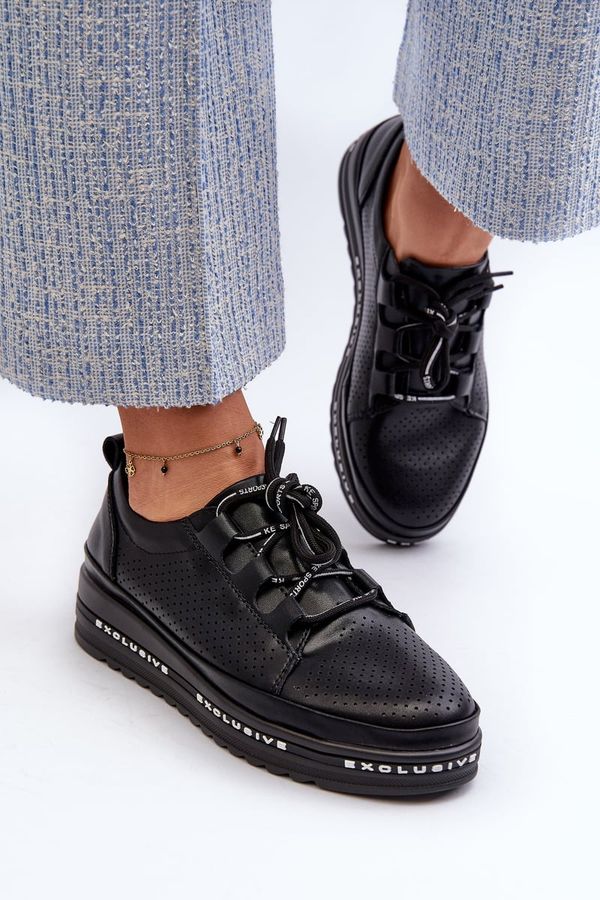 Kesi Women's leather platform shoes S.Barski black