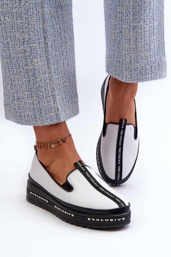 Kesi Women's Leather Platform Shoes S.Barski White