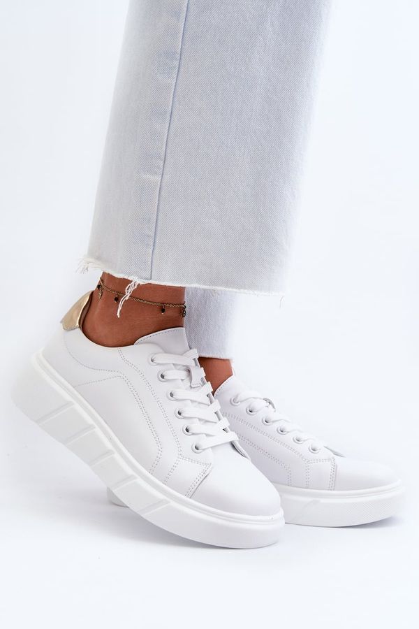 Kesi Women's leather platform sneakers, white Danida