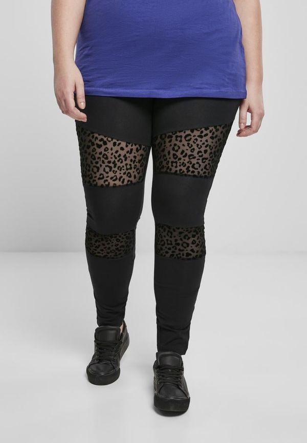 UC Ladies Women's Leggings Flock Lace Inset Black