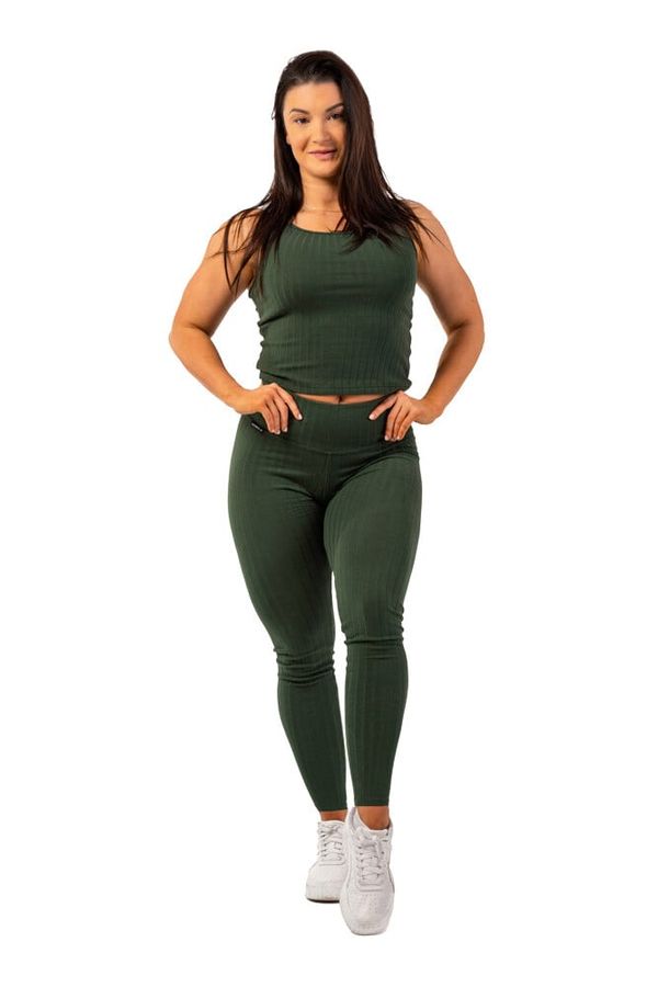 NEBBIA Women's leggings Nebbia Organic Cotton Ribbed High Waist Leggings 405 dark green M