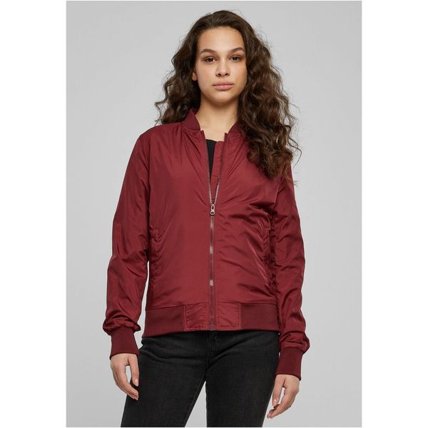 Urban Classics Women's Light Bomber Jacket in burgundy