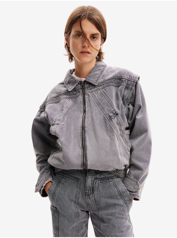 DESIGUAL Women's Light Grey Denim Jacket Desigual Tae - Women