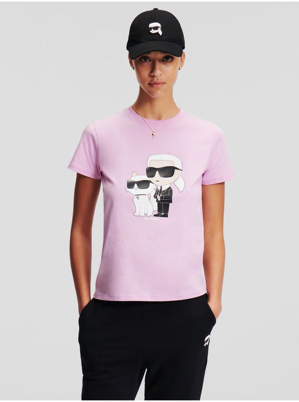 Karl Lagerfeld Women's light pink T-shirt KARL LAGERFELD Ikonik 2.0 - Women
