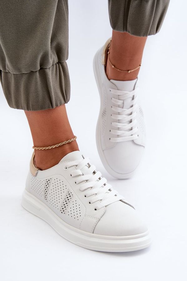 Kesi Women's lightweight leather sneakers, white S.Barski