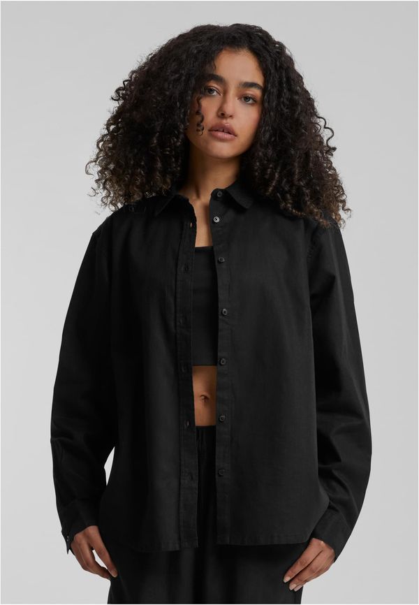 Urban Classics Women's linen mixed oversized shirt black