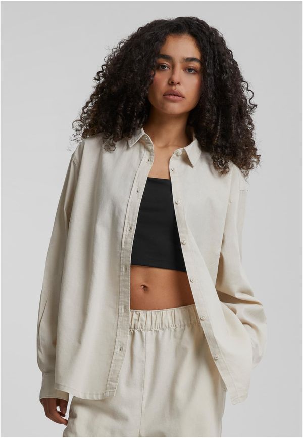 Urban Classics Women's linen mixed oversized shirt cream