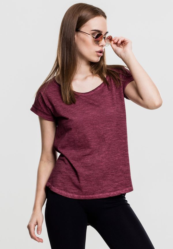 UC Ladies Women's long-back T-shirt in the shape of a spray with burgundy color