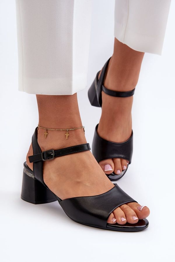 Kesi Women's low-heeled sandals made of eco leather Sergio Leone Black