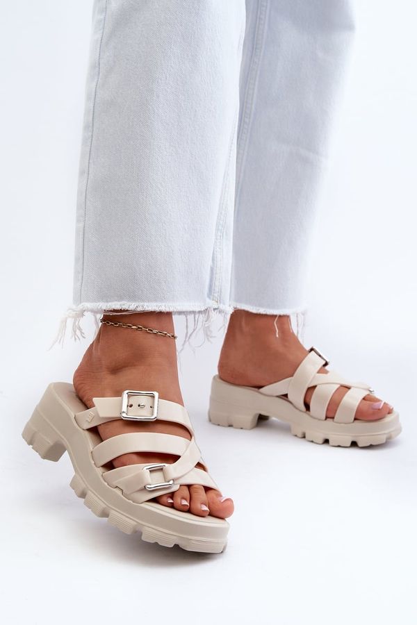 Kesi Women's low-heeled slippers ZAXY light beige