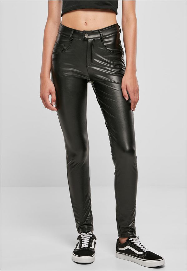 UC Ladies Women's mid-waisted synthetic leather trousers black