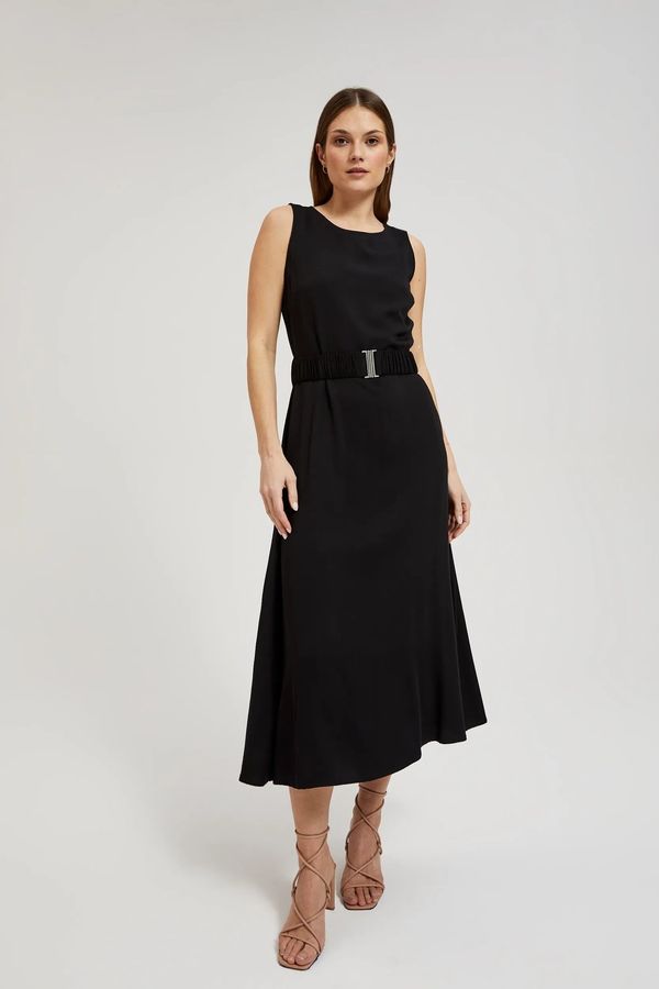 Moodo Women's midi dress with belt MOODO - black