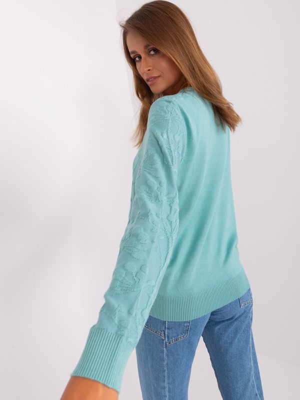 Fashionhunters Women's mint sweater with patterns