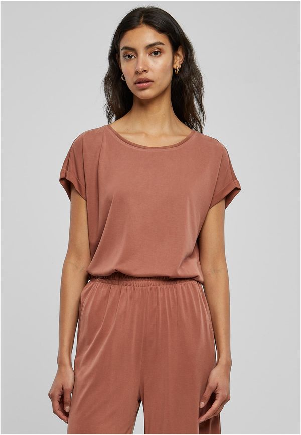 Urban Classics Women's Modal Terracotta T-Shirt with Extended Shoulder