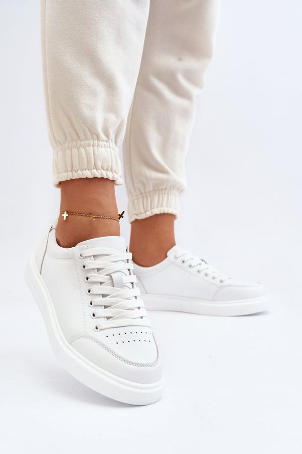 Kesi Women's Natural Leather White Dimpna Sneakers