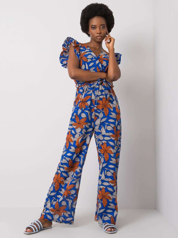 Fashionhunters Women's navy blue jumpsuit with pattern