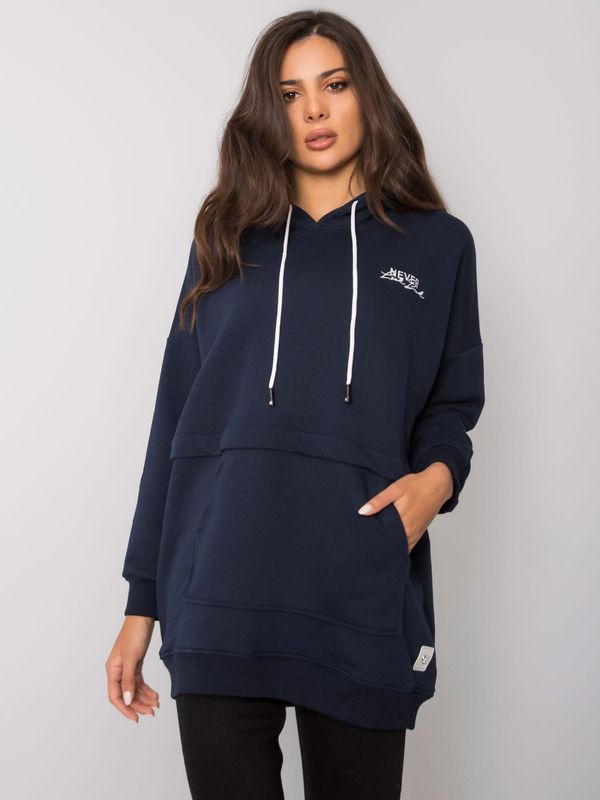 Fashionhunters Women's Navy Kangaroo Sweatshirt