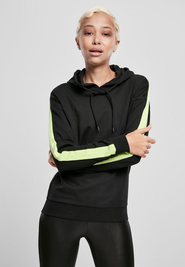 Urban Classics Women's Neon Hooded Shoulder Sweatshirt Black/Electric Lime