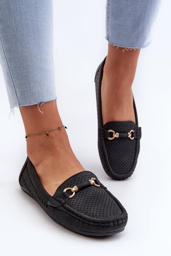 Kesi Women's openwork loafers with embellishments, Black Kaydance