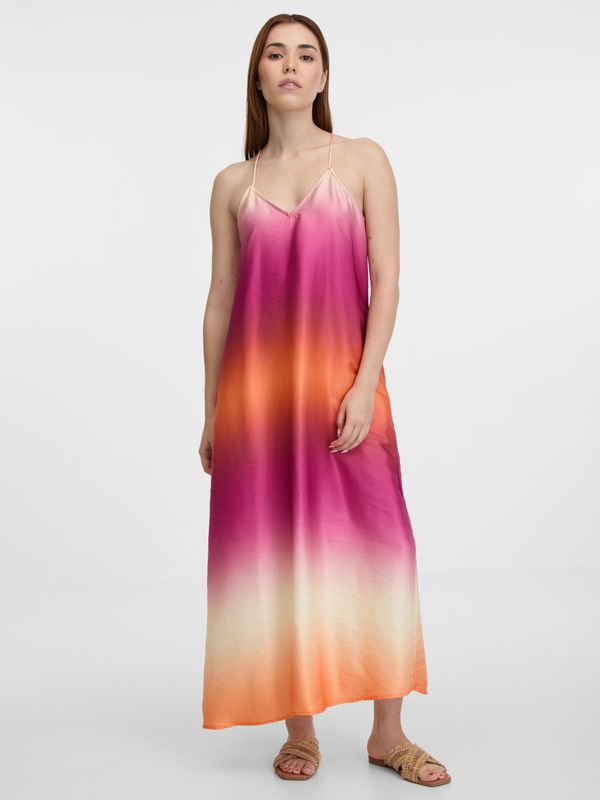 Orsay Women's orange-pink satin maxi dress ORSAY