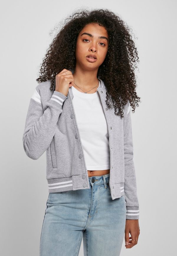 Urban Classics Women's Organic College Sweat Jacket Sweatshirt Grey/White