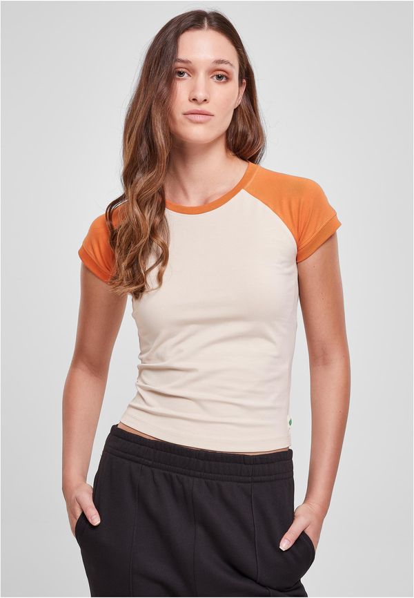 Urban Classics Women's Organic Stretch Short Retro Baseball Softseagrass/Starorange T-Shirt